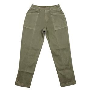 Spanx Patch Pocket Twill Straight Pull-On Seamed Pants Olive Oil Size L Large